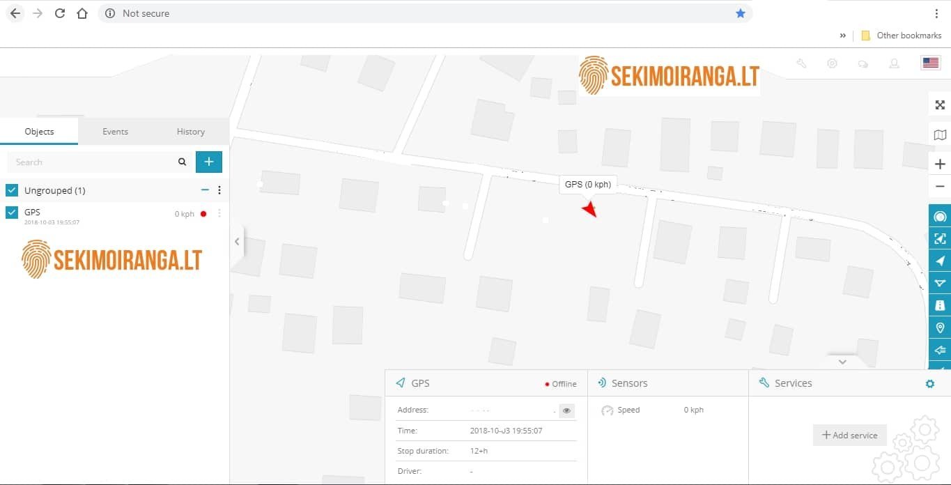 Nemokamas GPS seklio sukonfguravimas + ONLINE stebėjimui serveris
